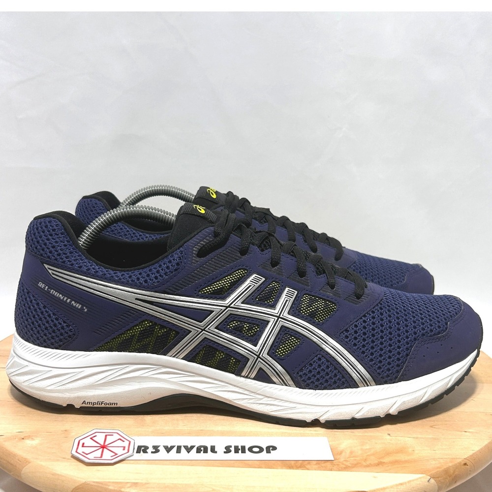 Asics Men's Gel Contend 5 Indigo Blue Silver Low Top Running Sneakers - 11/45 EU